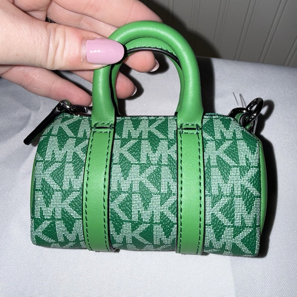 NWT MICHAEL KORS Micro Duffle Pouch Bag Charm/ Key Chain Coin Purse Kelly Green - Picture 4 of 11